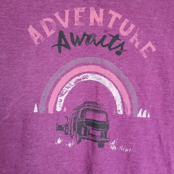 The North Face Adventure Awaits Purple Grey Baseball Tee Size Small - Picture 6 of 10